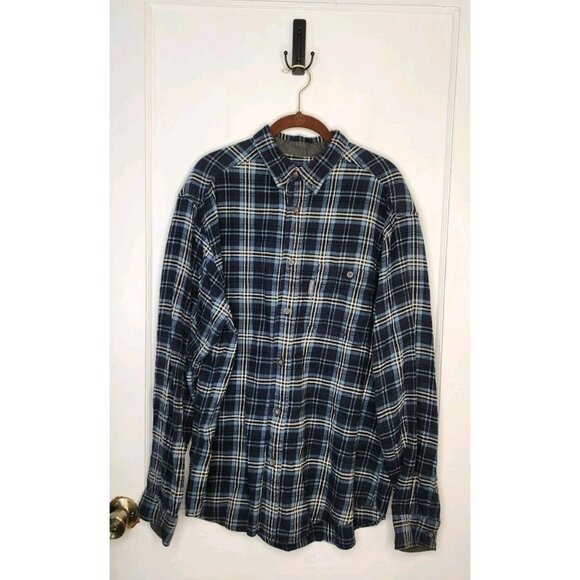 Woolrich Long Sleeve Plaid Button Down Shirt Flannel Blue Black Mens Size Large - Picture 1 of 4